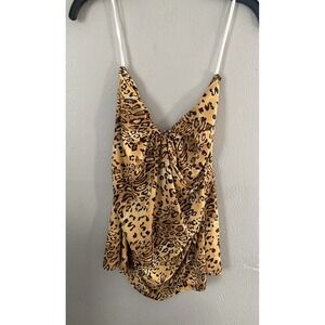 Kiwi Sparkle Sleeveless Party Blouse Tops Shimmer Animal Print 2X